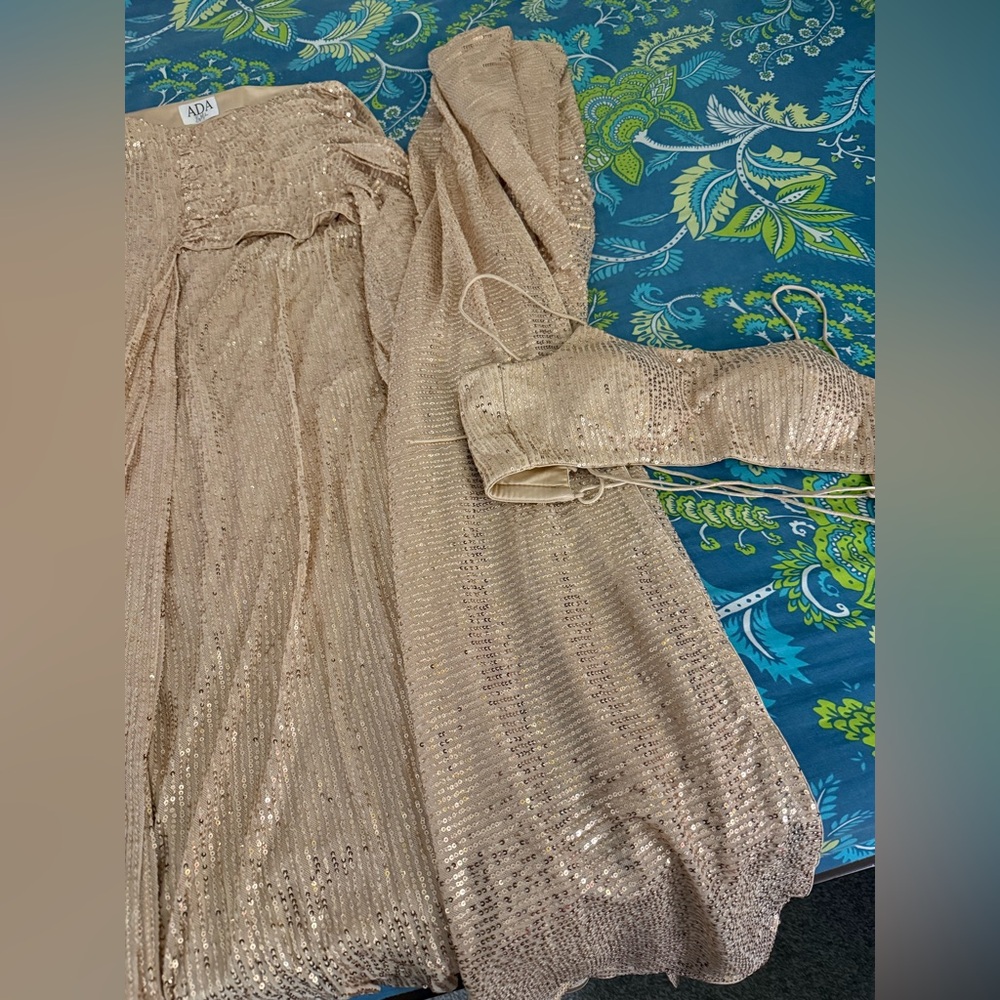 Ada by Mehar Gold Sequin Saree Blouse